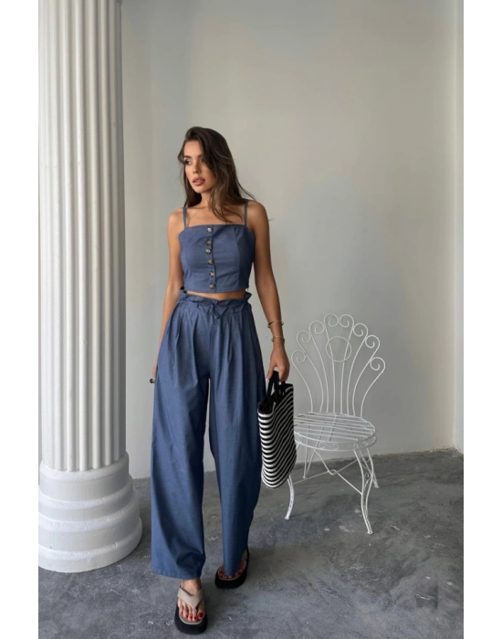 TENCE CROP AKII BUZ  ŞAVAR PANTOON TK  İndigo