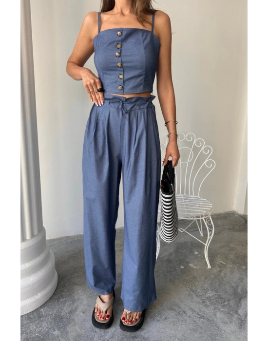 TENCE CROP AKII BUZ  ŞAVAR PANTOON TK  İndigo