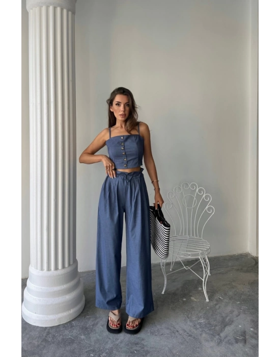TENCE CROP AKII BUZ  ŞAVAR PANTOON TK  İndigo