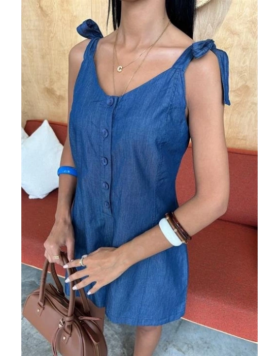 Tensel Denim Kumaşlı Mini Tulum 1363