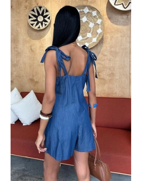 Tensel Denim Kumaşlı Mini Tulum 1363