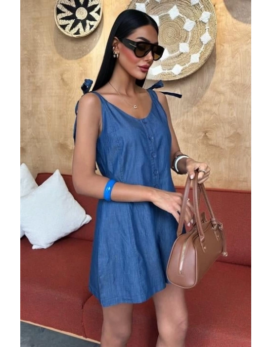 Tensel Denim Kumaşlı Mini Tulum 1363