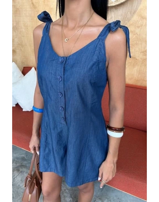 Tensel Denim Kumaşlı Mini Tulum 1363