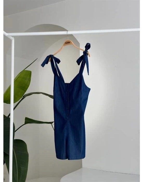 Tensel Denim Kumaşlı Mini Tulum 1363