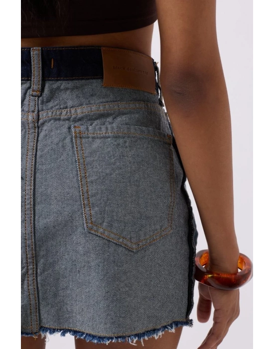 Ters Detay Denim Mini Etek