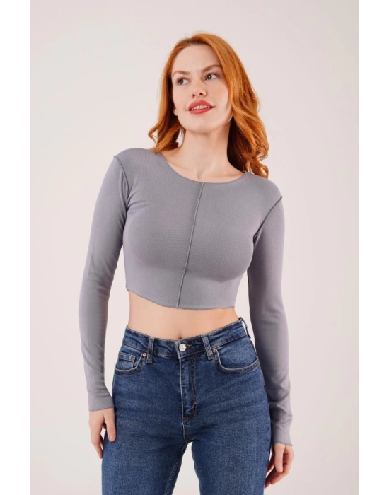 Ters Dikişli Basic Antrasit Body Bluz
