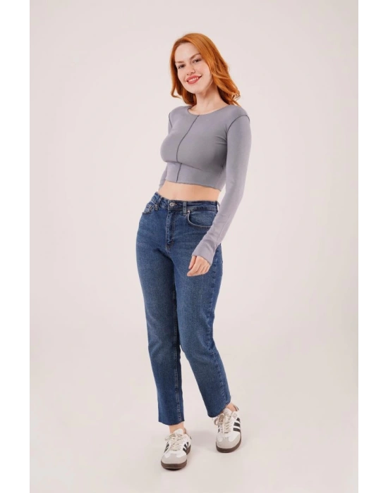 Ters Dikişli Basic Antrasit Body Bluz