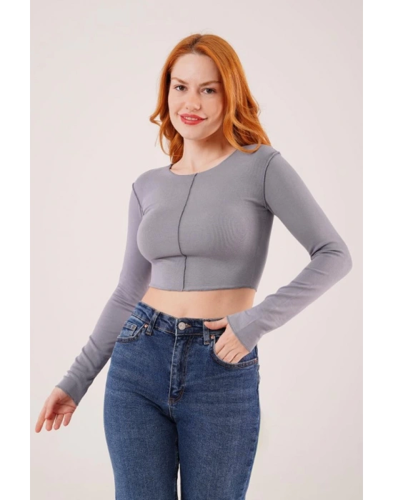Ters Dikişli Basic Antrasit Body Bluz