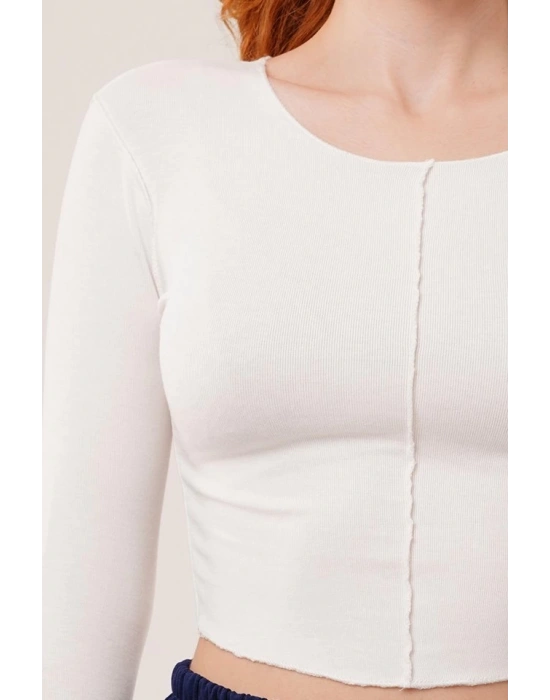 Ters Dikişli Basic Beyaz Body Bluz