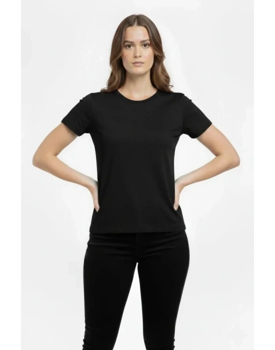 Thirt Bisiklet Yaka lim Fit ikralı Tişört Günlük Basic Body  iyah