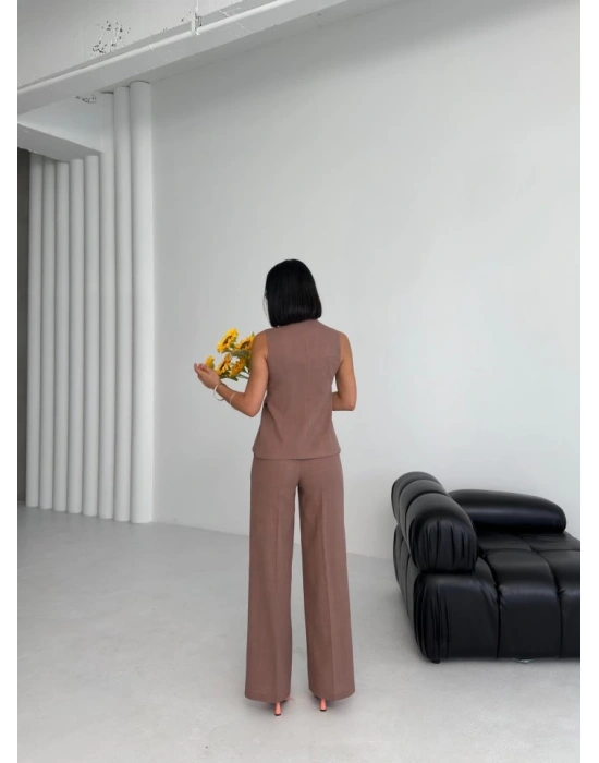 Ti̇na Asi̇metri̇k Keten Yelek Pantolon Takim