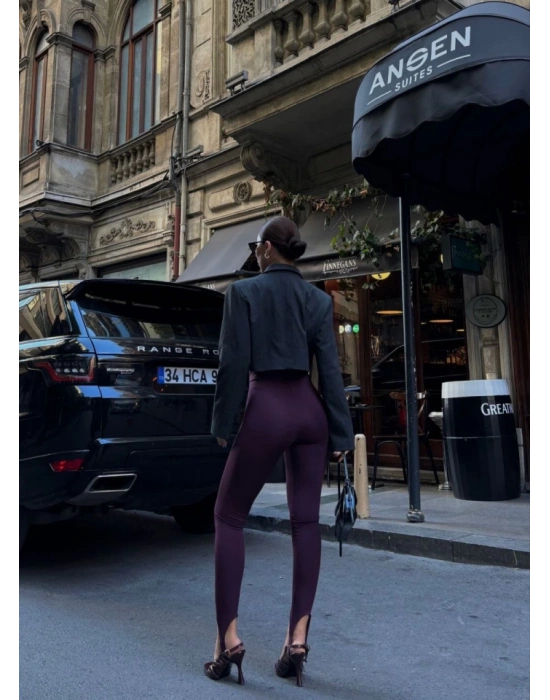 Toparlayıcı Füzo Tayt ikralı Ayak Detaylı  Bordo