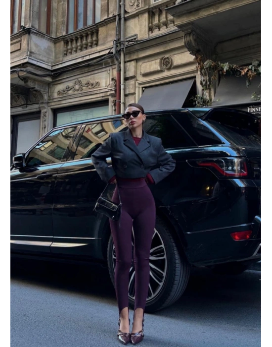 Toparlayıcı Füzo Tayt ikralı Ayak Detaylı  Bordo