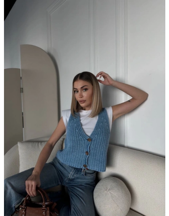 Triko Kolsuz Düğmeli Yelek  avi