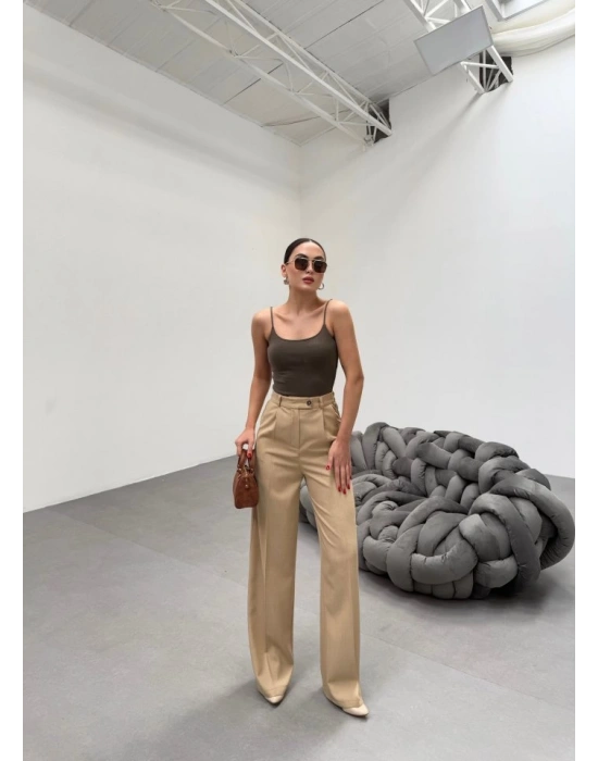 Trio Arka Bel Lasti̇k Detayli Palazzo Pantolon