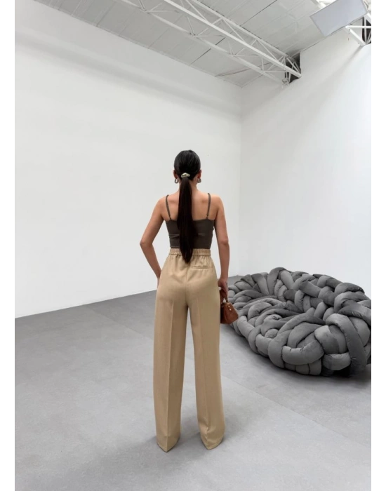 Trio Arka Bel Lasti̇k Detayli Palazzo Pantolon