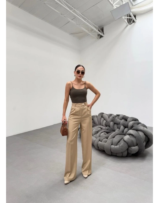 Trio Arka Bel Lasti̇k Detayli Palazzo Pantolon