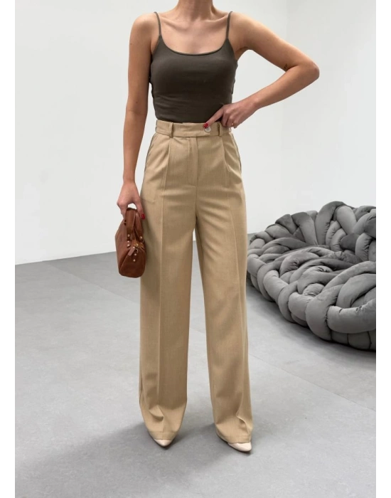 Trio Arka Bel Lasti̇k Detayli Palazzo Pantolon