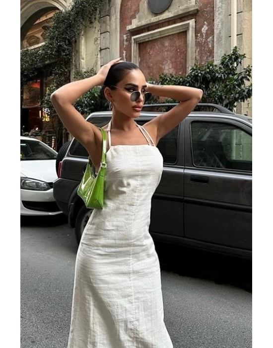 Trisha Sırt Dekolteli Keten Elbise 249620 EBİSE