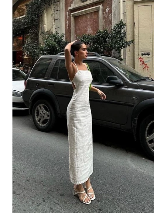 Trisha Sırt Dekolteli Keten Elbise 249620 EBİSE