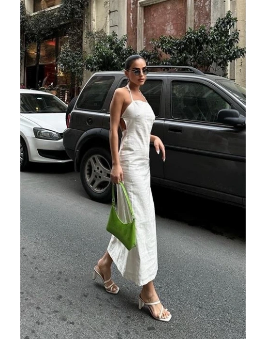 Trisha Sırt Dekolteli Keten Elbise 249620 EBİSE