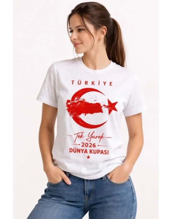 TÜRKİYE Ay Yıldız 2026 Dünya Kupasi Taraftar Forma Thirt  Beyaz