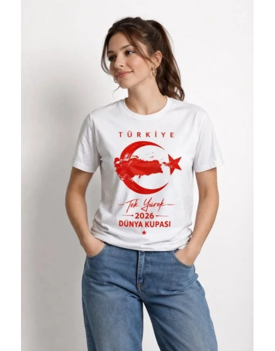 TÜRKİYE Ay Yıldız 2026 Dünya Kupasi Taraftar Forma Thirt  Beyaz