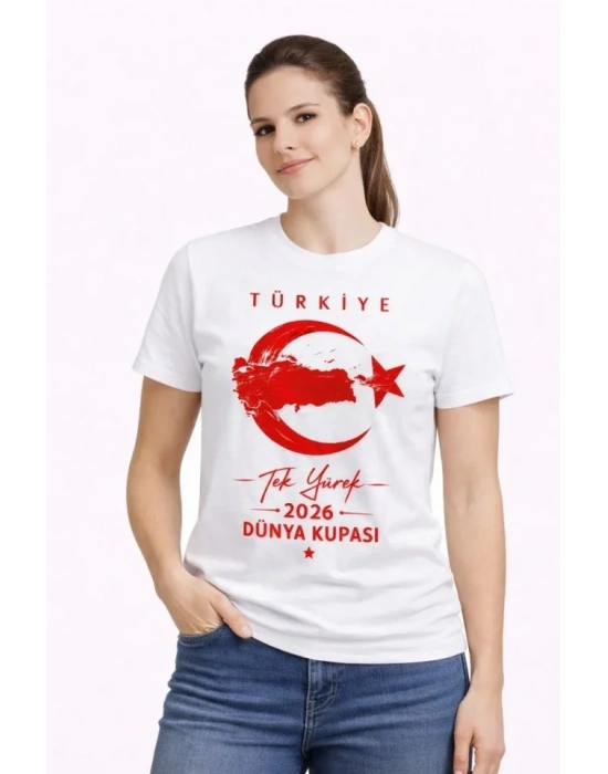 TÜRKİYE Ay Yıldız 2026 Dünya Kupasi Taraftar Forma Thirt  Beyaz