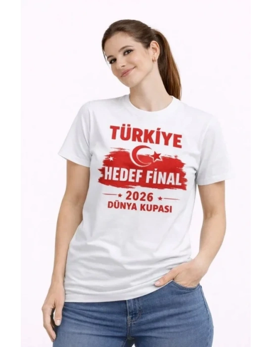 TÜRKİYE Baskılı Tişört Ay Yıldız 2026 Dünya Kupası Taraftar Forma Thirt  Beyaz