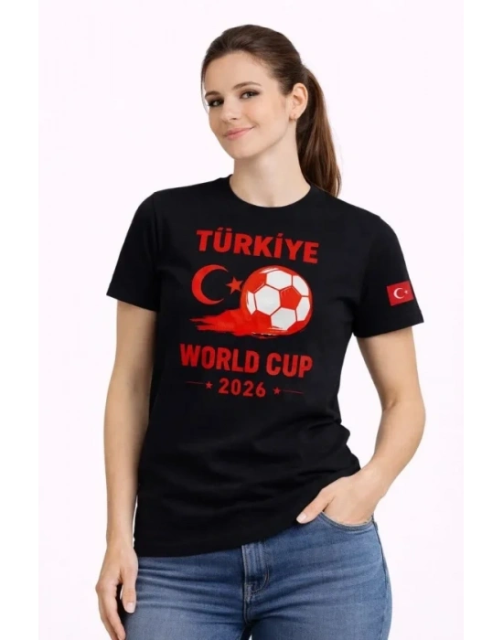 Türkiye World Cup 2026 Baskılı Tişört Futbol Temalı Forma Thirt  iyah