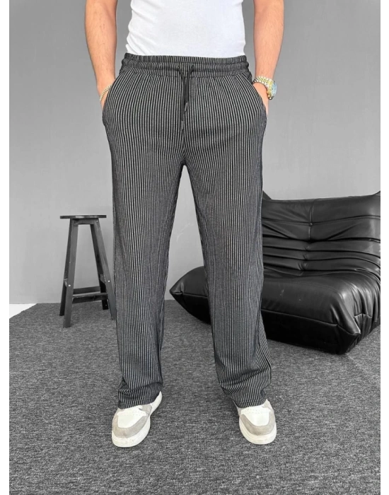 u Yolu Çizgili Cepli Pantalon  iyah
