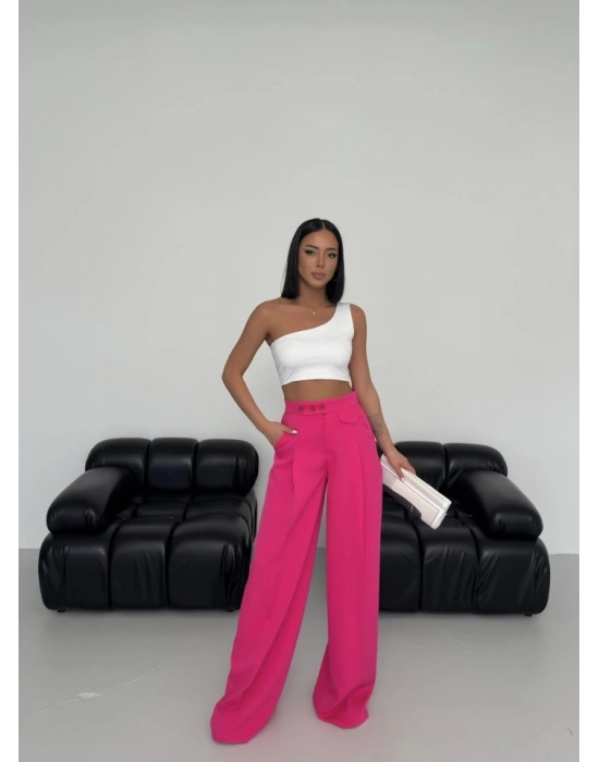 Üç Düğme Detayli Palazzo Pantolon