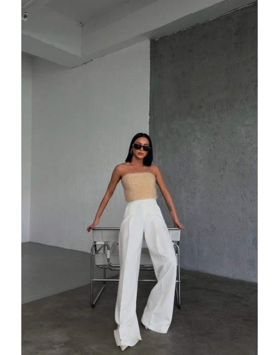 Üç Düğme Detayli Palazzo Pantolon