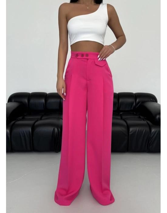 Üç Düğme Detayli Palazzo Pantolon