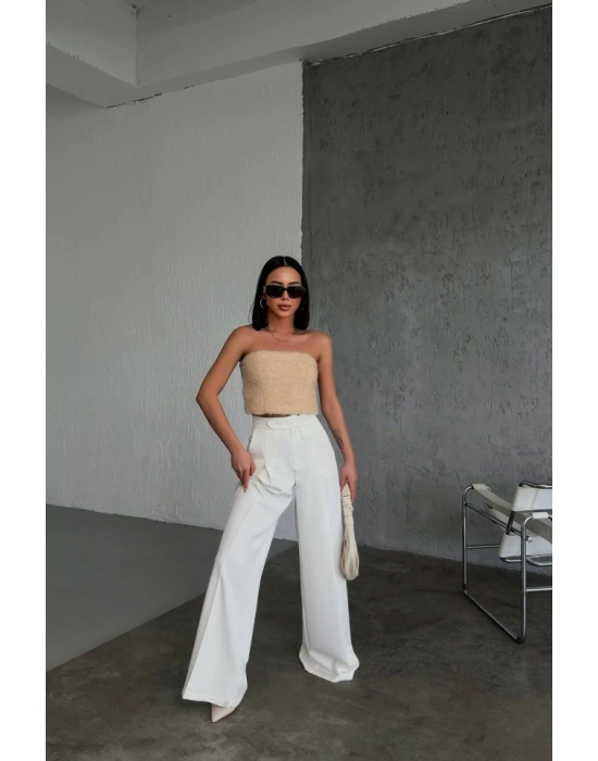 Üç Düğme Detayli Palazzo Pantolon