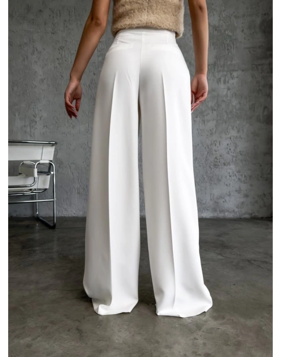 Üç Düğme Detayli Palazzo Pantolon