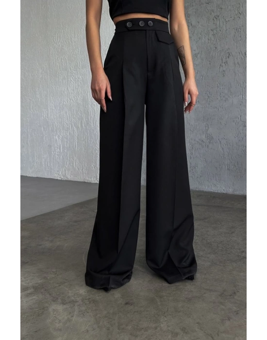 Üç Düğme Detayli Palazzo Pantolon