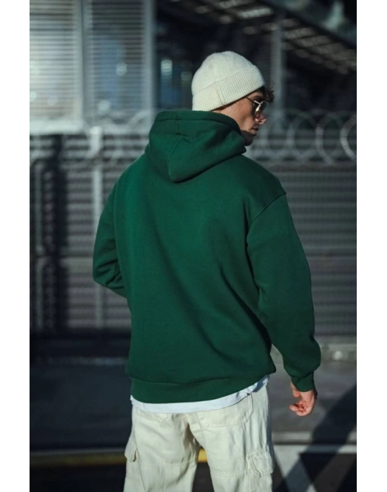 Üç İplik Penye Kapşonlu Basic weathirt  Haki