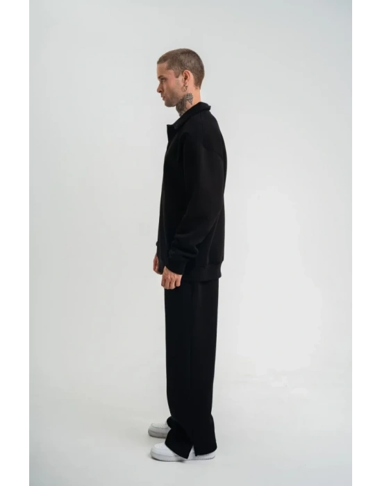 Üç İplik Uzun Kol Yakalı Eşofman Takım  iyah