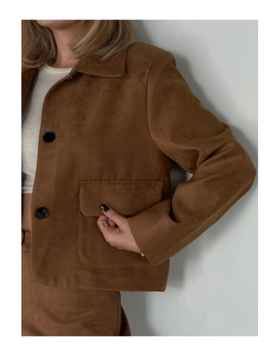 üet Ceket Palazzo Pantolon İkili Takım  Kahve