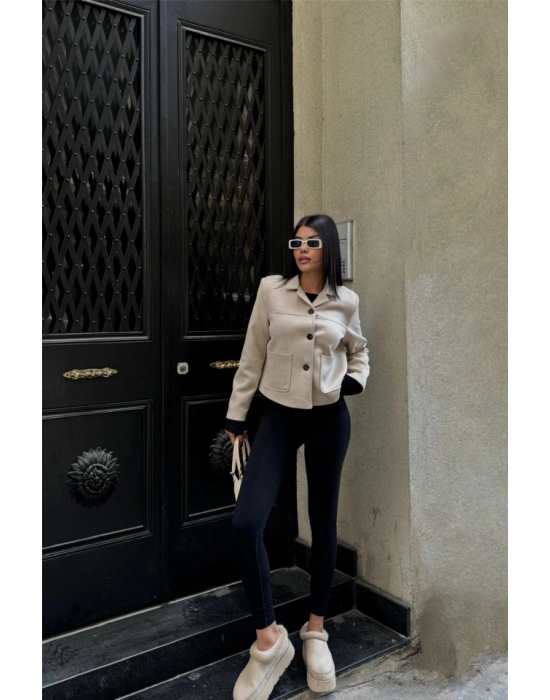 SÜET CROP CEKET CEP DETAYI  Taş