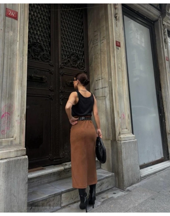 ÜET KALEM ETEK YIRTMAÇ DETAYLI  Taba