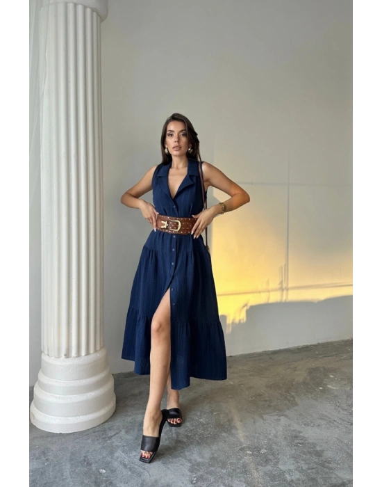 MÜLİN ELBİE GÖMLEK YAKA KOLUZ ÖNDEN DÜĞMELİ  Lacivert