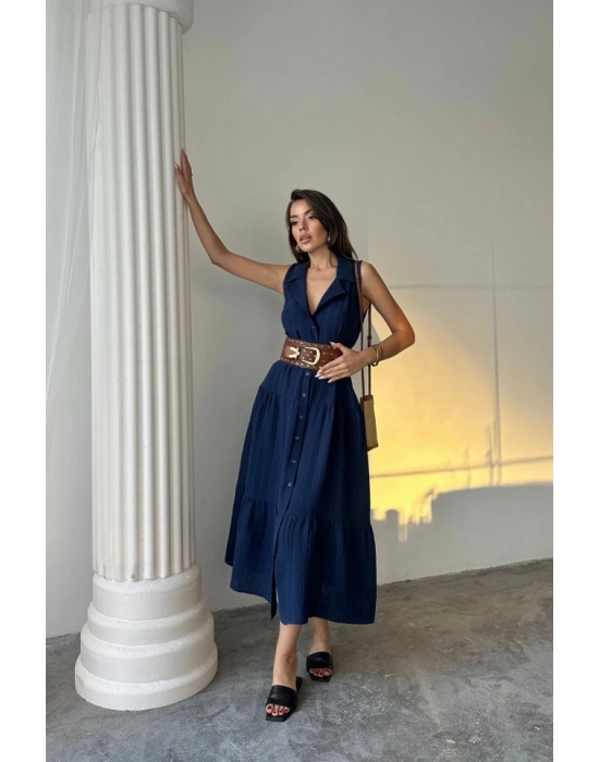 MÜLİN ELBİE GÖMLEK YAKA KOLUZ ÖNDEN DÜĞMELİ  Lacivert