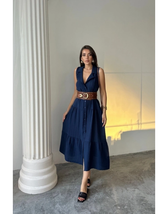 MÜLİN ELBİE GÖMLEK YAKA KOLUZ ÖNDEN DÜĞMELİ  Lacivert