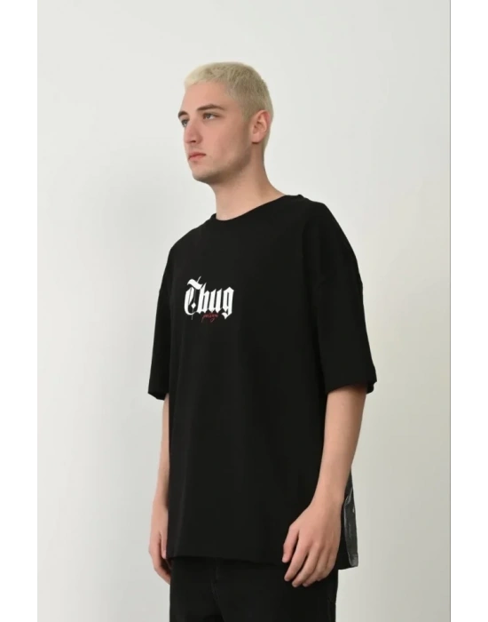 Unisex Baskılı Bisiklet Yaka Oversize Thirt  iyah