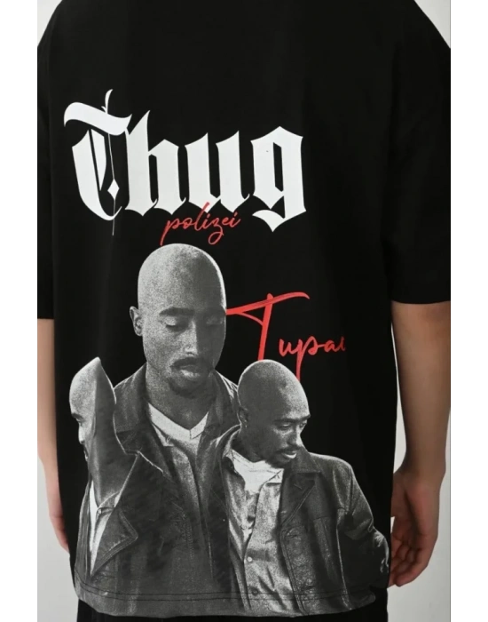 Unisex Baskılı Bisiklet Yaka Oversize Thirt  iyah