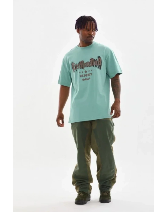 Unisex Baskılı Oversize Thirt  int Yeşili