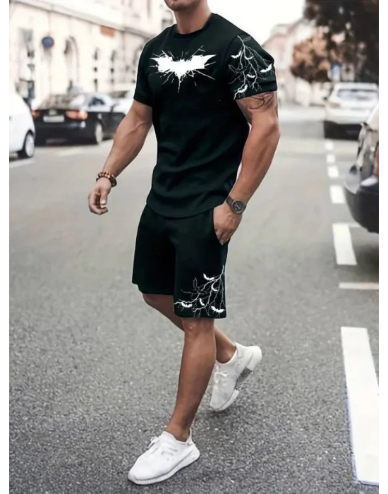 Unisex Baskılı Şortlu Takım  iyah