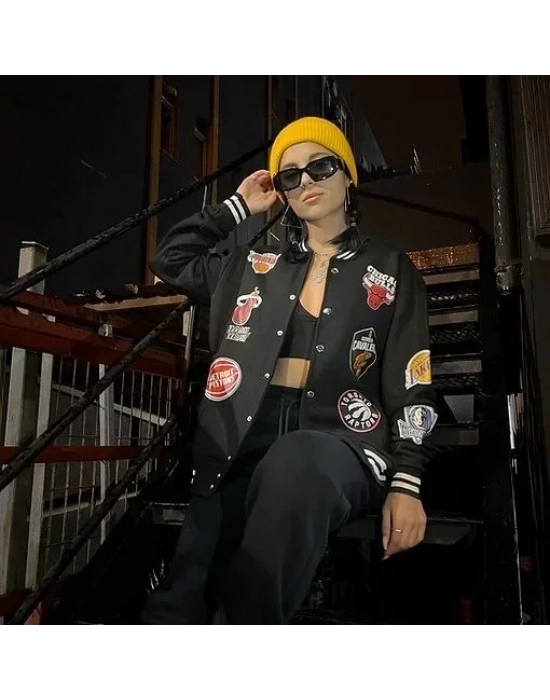 Unisex Baskılı Uzun Kol Kolej Ceket  iyah